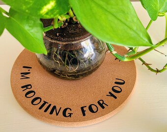 APOYÁNDOTE - Salvamanteles redondo de corcho de 19 cm (7,5 pulgadas) personalizable