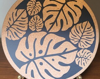 MONSTERA - Salvamanteles redondo de corcho de 19 cm (7,5 pulgadas) personalizable