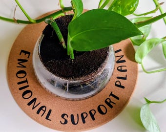 PLANTA DE APOYO EMOCIONAL - Salvamanteles redondo de corcho de 19 cm (7,5 pulgadas) personalizable