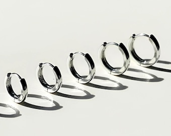 Tiny 925 Sterling Silver Clicker Huggie Hoop Earrings 8mm 9mm 10mm 11mm 12mm