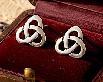 925 Sterling Silver Celtic Knot Stud Earrings Small Trinity Knot Posts 1972