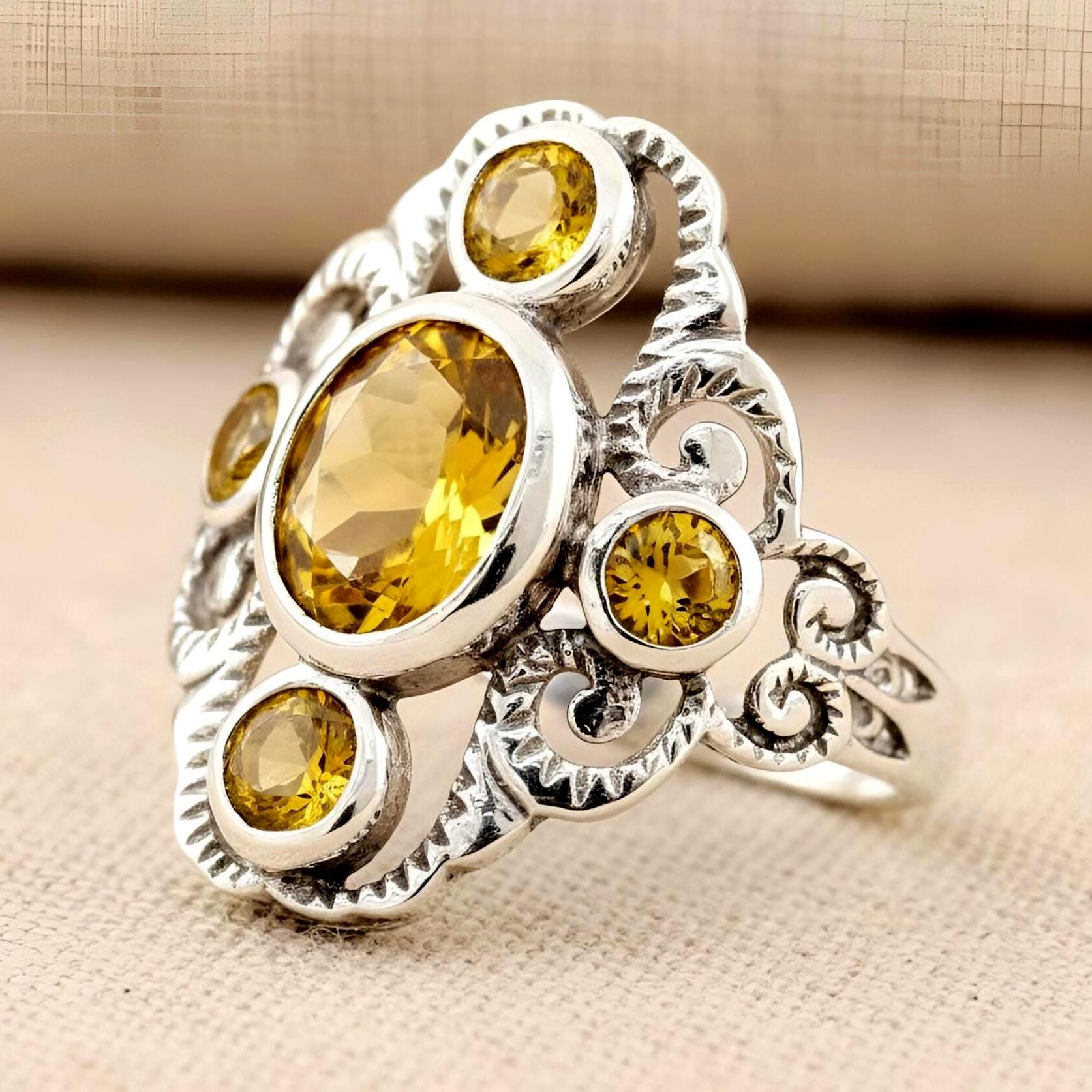 Antique Victorian Citrine Rings - Etsy