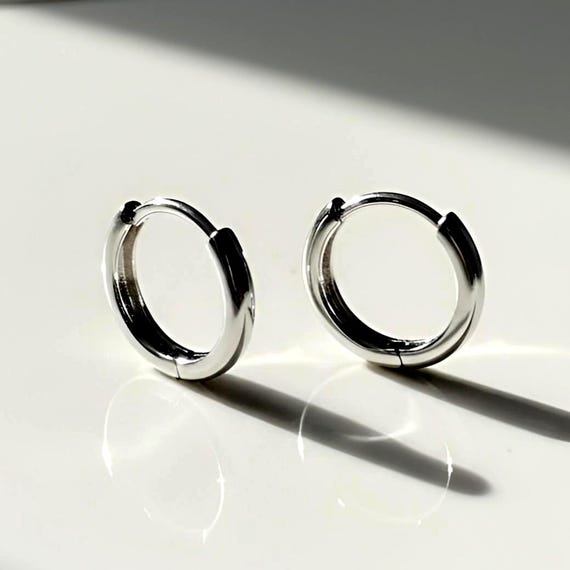 Tiny 925 Sterling Silver Clicker Huggie Hoop Earrings 8mm 9mm 10mm