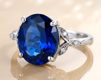 3.5 Ct Simulated Sapphire Victorian Ring 925 Sterling Silver Vintage Inspired 1143