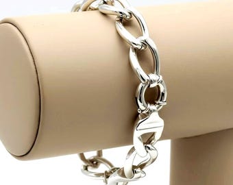 925 Sterling Silver Curb Link Bracelet 7.5 Inch Lightweight Hollow Form Chain 1607