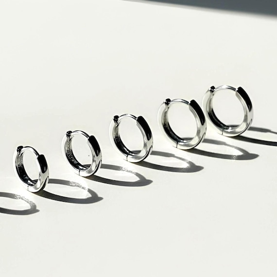 Tiny 925 Sterling Silver Clicker Huggie Hoop Earrings 8mm 9mm 10mm