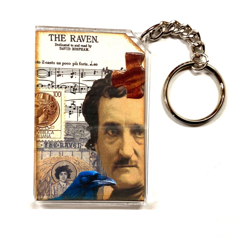 Edgar Allan Poe Mini Collage Key Ring image 1