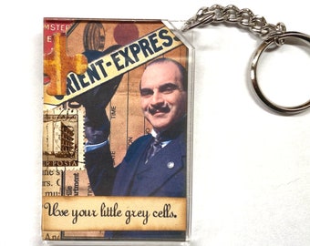 Hercule Poirot Mini Collage Key Ring