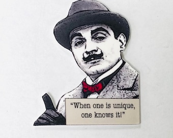 Agatha Christie HERCULE POIROT "Unique" Mystery Quote Pin