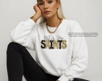 Saints Faux Sequin Sweatshirt New Orleans Black & Gold -read description