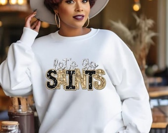 Saints Faux Sequin Sweatshirt New Orleans Black & Gold