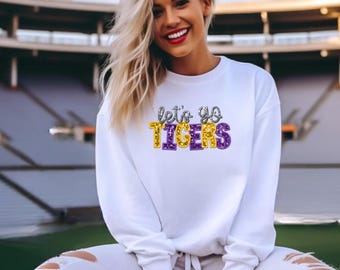 Geaux Tigers Sweatshirt: Faux Sequin Louisiana Sports Fan