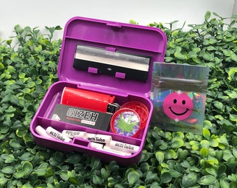 Kit de fumoir Stash Box Violet | Étui de cachette | Boîtier en plastique | Accessoires pour fumeurs | herbe | Rangement plus léger | Boîte de rangement