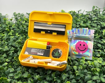 Stash Box Smoker Kit Gelb | Stash Case | Kunststoffkoffer | Raucherzubehör | Kraut | Feuerzeugaufbewahrung | Aufbewahrungsbox