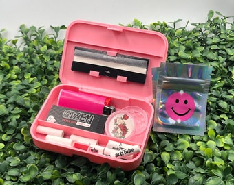 Stash Box Smoker Kit Pink | Stash Case | Plastic Case | Smoking Accessories | Herb | Lighter Storage | Storage Box