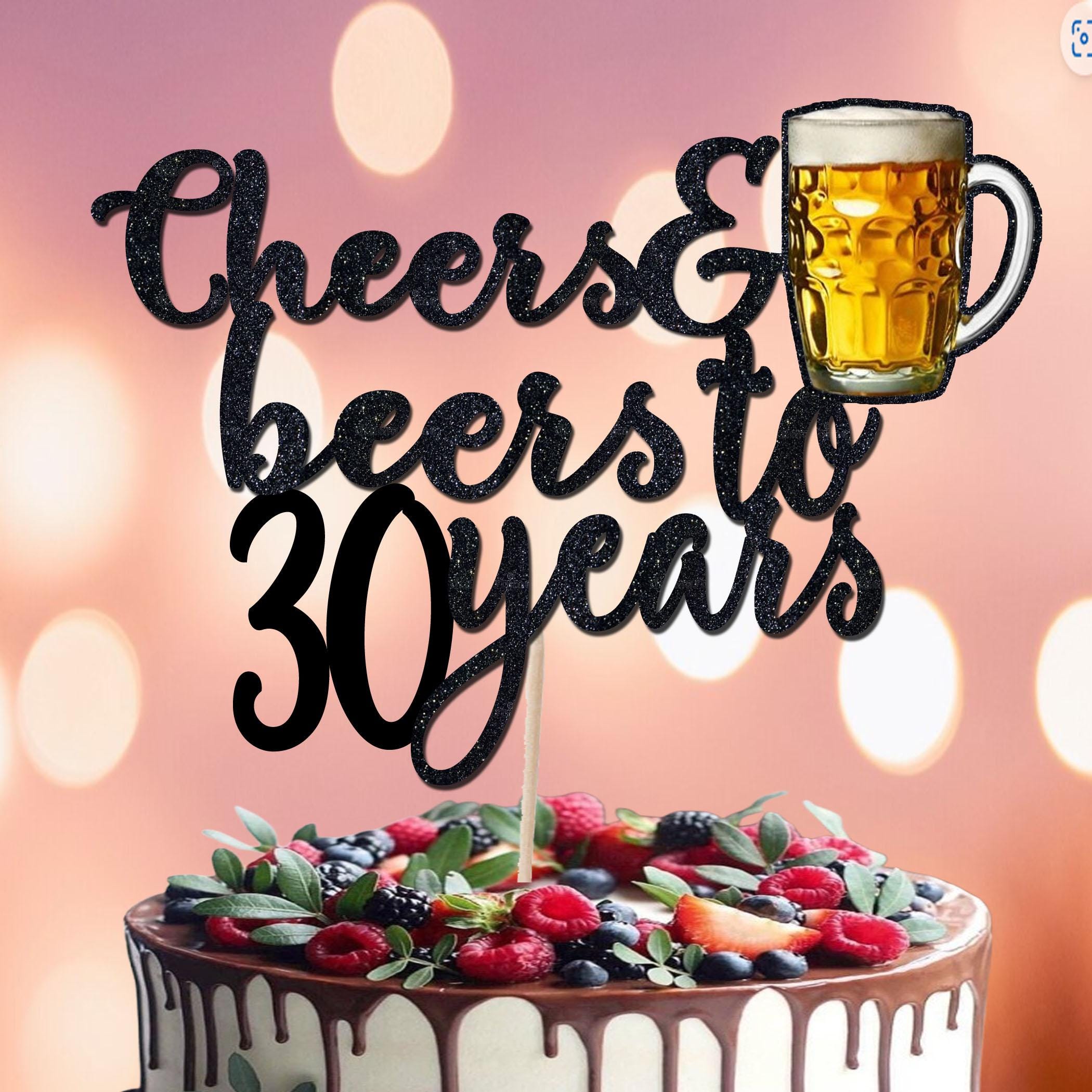 Cheerse & Beers ANY AGE Personalised Cake Topper, Beer Pint glitter cake topper decoration, any age 18th, 21st, 30th, 40th,50th,60th,70th,80