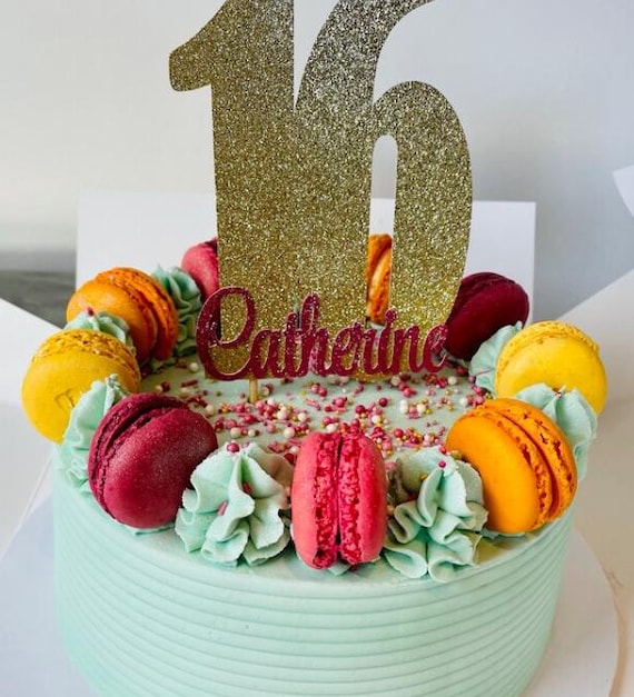Custom 18th Birthday Glitter Cake Topper, 16,18,21,30,40,50 Any