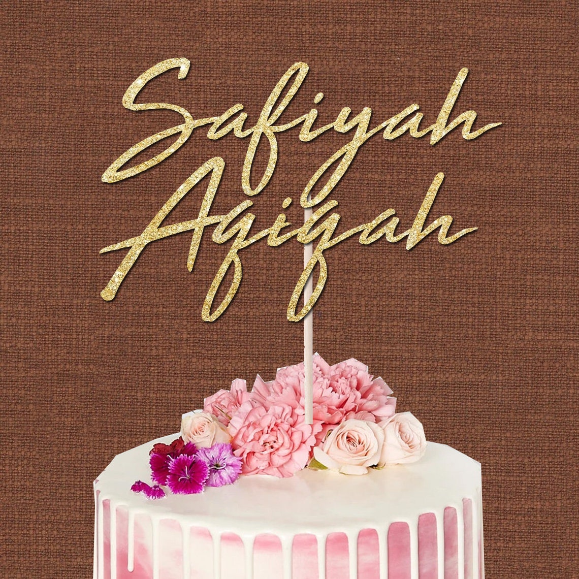 Custom Aqiqah Glitter Cake Topper, Islamic Baby Shower Cake Decoration ...