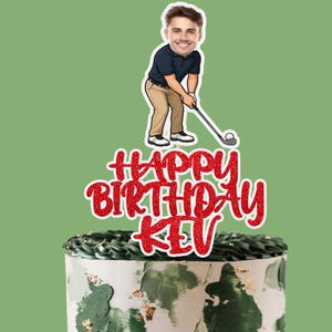 Photo Golf Custom Cake Topper,  Personalised Golfer glitter cake topper, Golf Player custom , 18th, 21st, 30th, 40th,50th,60th.70th