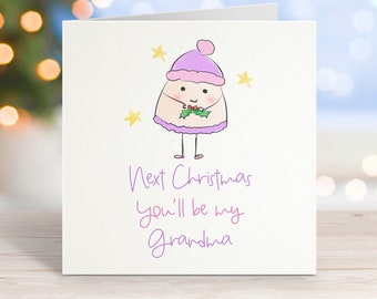 Grandmother to be christmas card, From the bump card, Pregnancy announcement, Personalised card, next christmas, Grandma, Grandad, Nana, UK