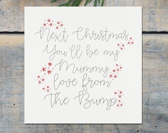 Mummy to be card, from the bump christmas card, Baby bump gift, Pregnancy announcement, Baby to be, Parents to be, To my wife, for her