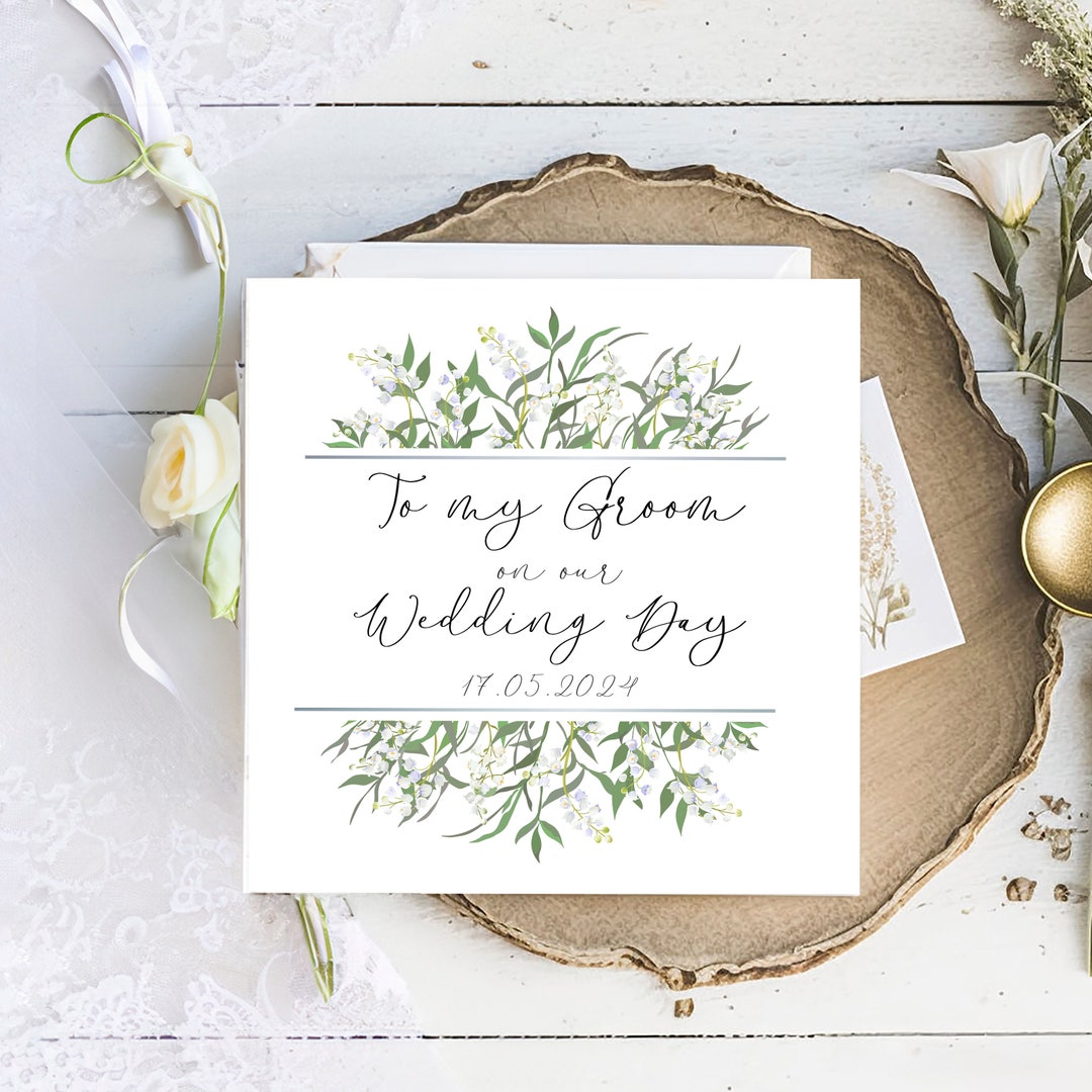 Floral Wedding Day Card for Groom , Personalised Wedding Card, Groom on ...