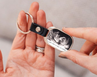 Baby ultrasound keyring, Father's day gift, photo, Pregnancy announcement, daddy to be, sonogram gift, from the bump, UK, Leather keyring