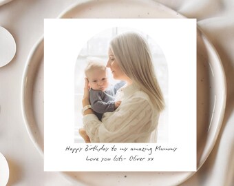 Personalised Mummy photo Birthday Card | Custom Photo & Message card | Mum Birthday Card From Kids | card for Mum Birthday Gift | FREE UK