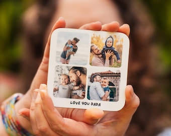 Father’s Day Wooden Coasters from Kids | Personalised Daddy Gift Set | Printed Photo & Message Coasters | Unique Gift for Dad UK