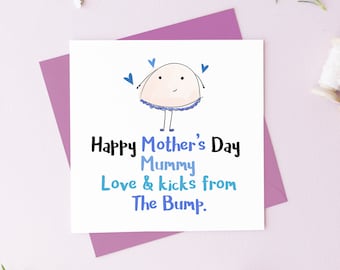 Mother's Day card from the Bump, Personalised Mother's Day card, From the Bump, Pregnancy card, Mum to be, New mummy, Baby due, Baby Boy, UK