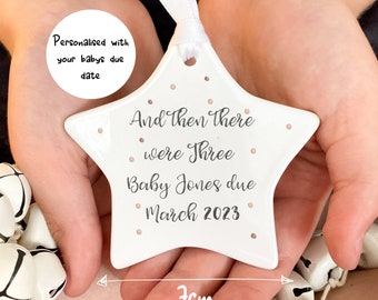 Personalised ornament, Pregnancy announcement, Christmas tree bauble, New Baby gift, Baby's first Christmas, From the Bump, Family gift, UK