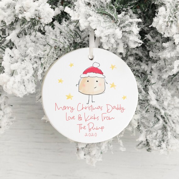 Merry Christmas Daddy Love Kicks From The Bump Ceramic Tree Etsy