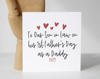 Son In Law Fathers day Card, New daddy card, Son in law Card, First Father's Day, Personalised card, New Father card, Daddy to be, son card