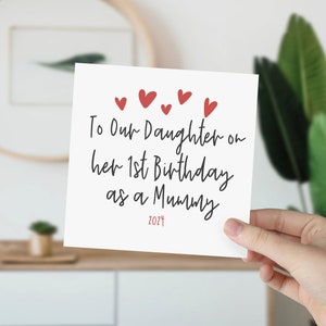 Daughters first Birthday as a Mummy card, Daughter card, Personalised card, New Mummy card, Mums 1st Birthday, love heart, New parent image 1