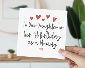 Daughters first Birthday as a Mummy card, Daughter card, Personalised card, New Mummy card, Mums 1st Birthday, love heart, New parent