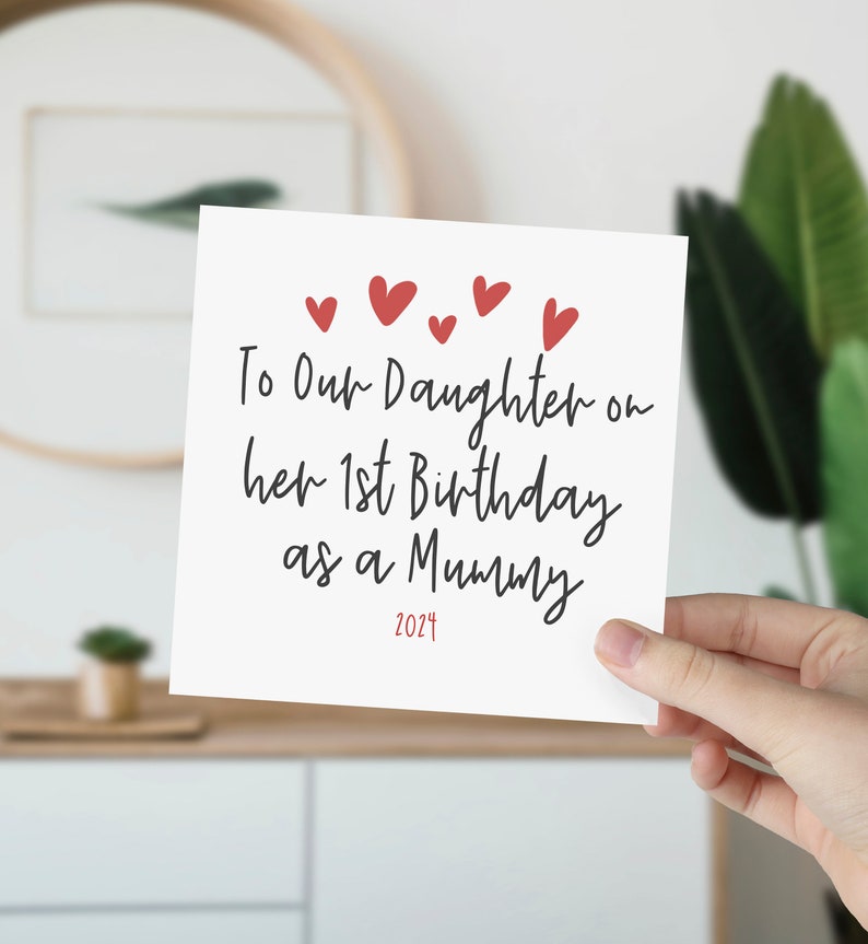 Daughters first Birthday as a Mummy card, Daughter card, Personalised card, New Mummy card, Mums 1st Birthday, love heart, New parent image 1