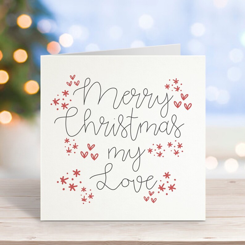 Merry Christmas my Love card for Wife, Husband, Girlfriend Boyfriend, Fiancée or Fiancé by Parsy image 1