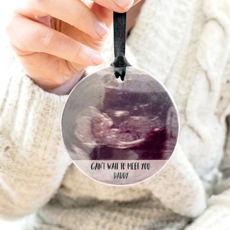 ultrasound keepsake, personalised gift, daddy to be, mummy to be, sonogram decoration,pregnancy announcement, ceramic decoration, baby bump image 1