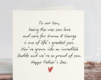 personalised Fathers Day Card for Son card | Proud Parents Sentiment | Handwritten Style 2026 | Dad Keepsake UK