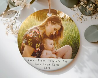 Mother's day keepsake, Photo gift, Ceramic decoration, Home decor, Baby photo, New Mummy, First Mother's day, Mama gift, From baby, ornament