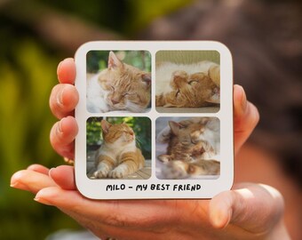 Personalised Cat Photo Coaster – Custom Pet Photo Coaster – Cat Memorial Gift – Pet Lover Gift – Personalised Cat Keepsake