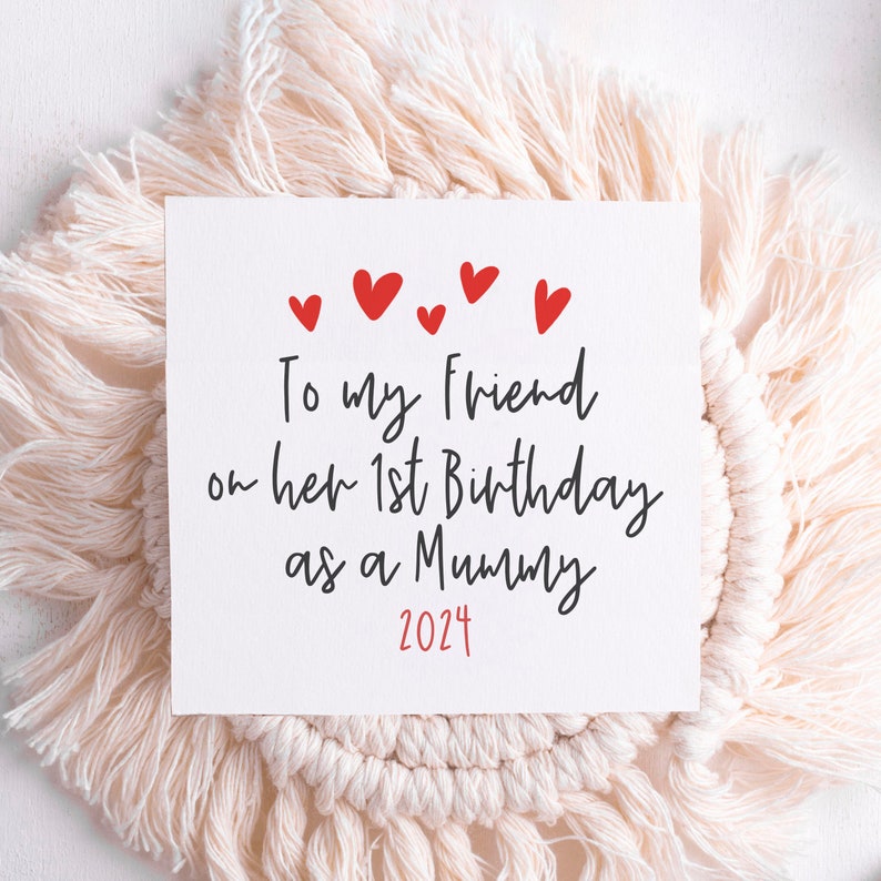 Friend Birthday card, First Birthday card, New Mummy Card, Best Friend card, New Baby card, Personalised card, Uk Seller, BFF card, Heart image 1