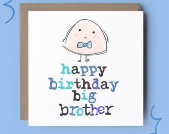 Big Brother Birthday card, Brother card, New big brother, First Birthday Son card, Bro card, Cards for him, Character card, Illustration, UK