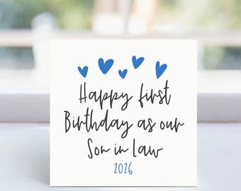 Son In Law Birthday Card, Happy First Birthday As Our Son In Law, Personalised Birthday Card For Son In Law, New Family Birthday Card