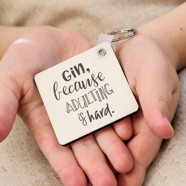 gin keyring, gin gift, funny keyring, friend gift, gin lover, birthday keyring, gin & tonic gift, secret santa gift, keychain, cheeky gift