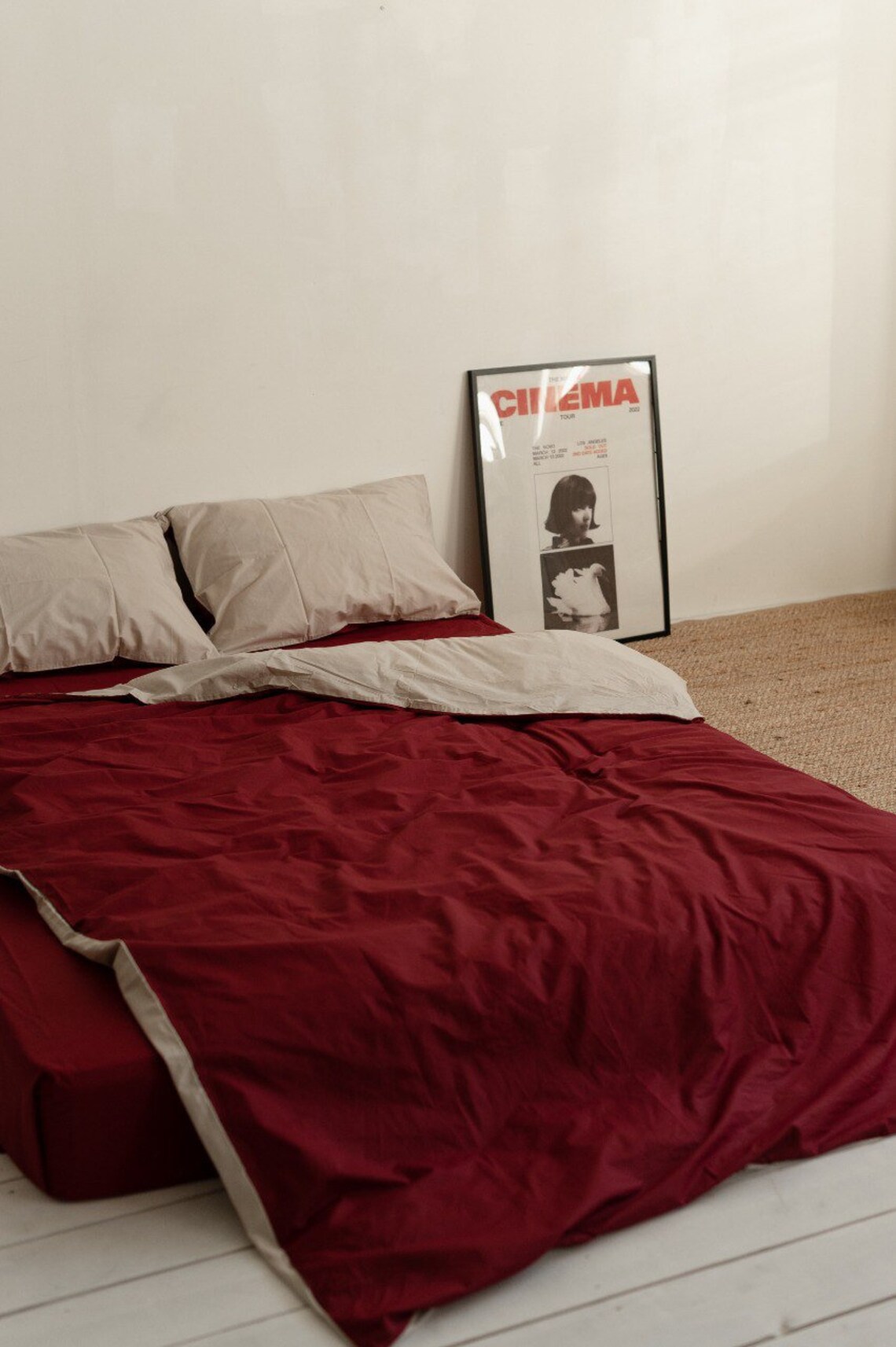 BEDDING SET Burgundy Steamed Milk Natural Bedding Set 100 Poplin