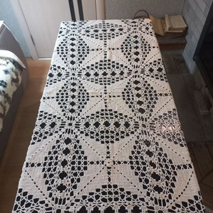 Tablecloth. Rectangular hand-knitted tablecloth, decorative fabric, knitted tablecloth, knitted tablecloth