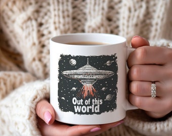 Nicht von dieser Welt, UFO-Kaffeetasse: Gruseliger Astronauten-Alien-Becher - Positivitätsgeschenk