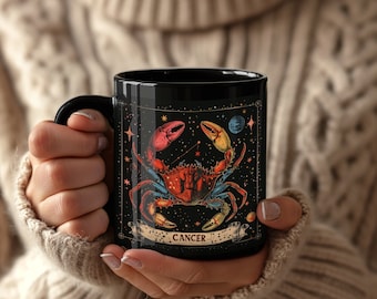 Cancer Zodiac Mug: Colorful Celestial Art, Astrology Gift
