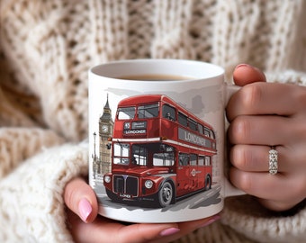 London Landmark Mug: Big Ben & Red Bus Souvenir Coffee Cup